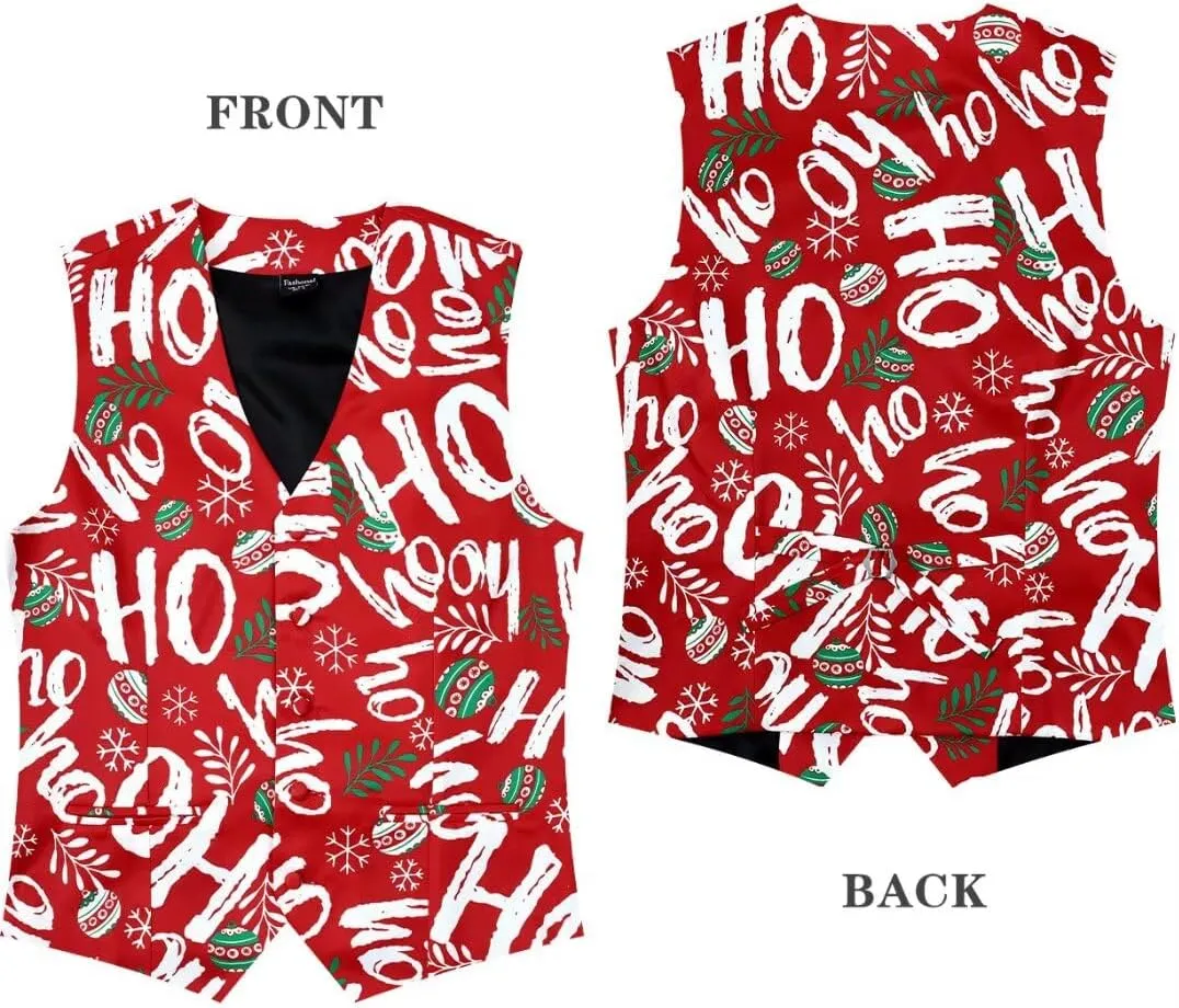 2-Piece Mens Halloween Christmas Suit Vest & Bow Tie S-3XL