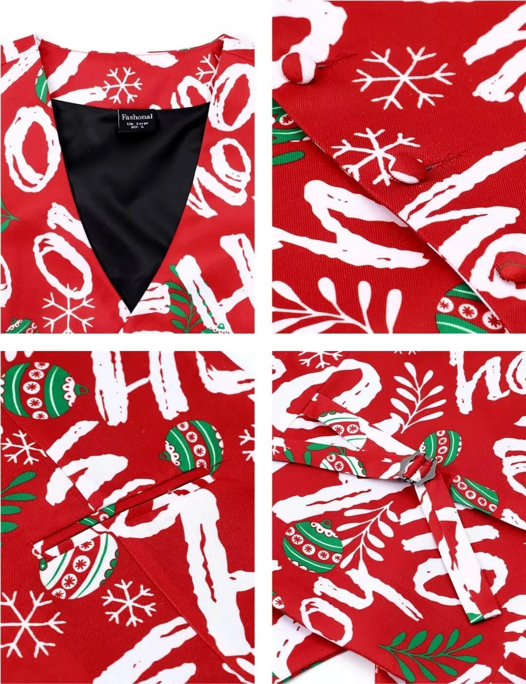 2-Piece Mens Halloween Christmas Suit Vest & Bow Tie S-3XL