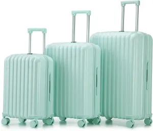(20/24/28 Inch Hardshell Luggage Set of 3 with ABS Spinner Wheel, Carry On Expandable Hardside Travel Suitcase Built-in Cup Holder & USB Port & Phone Holder, Mint Green