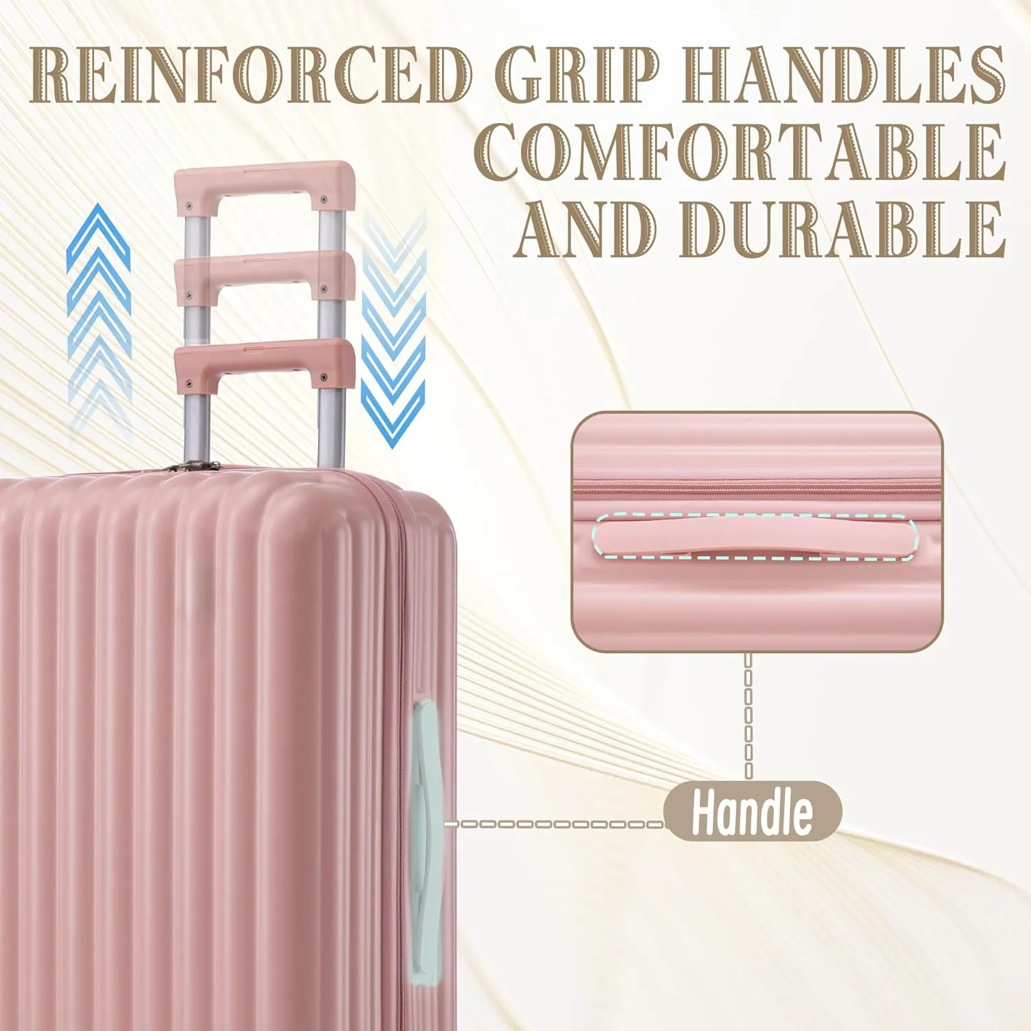 (20/24/28 Inch Hardshell Luggage Set of 3 with ABS Spinner Wheel, Carry On Expandable Hardside Travel Suitcase Built-in Cup Holder & USB Port & Phone Holder, Pink