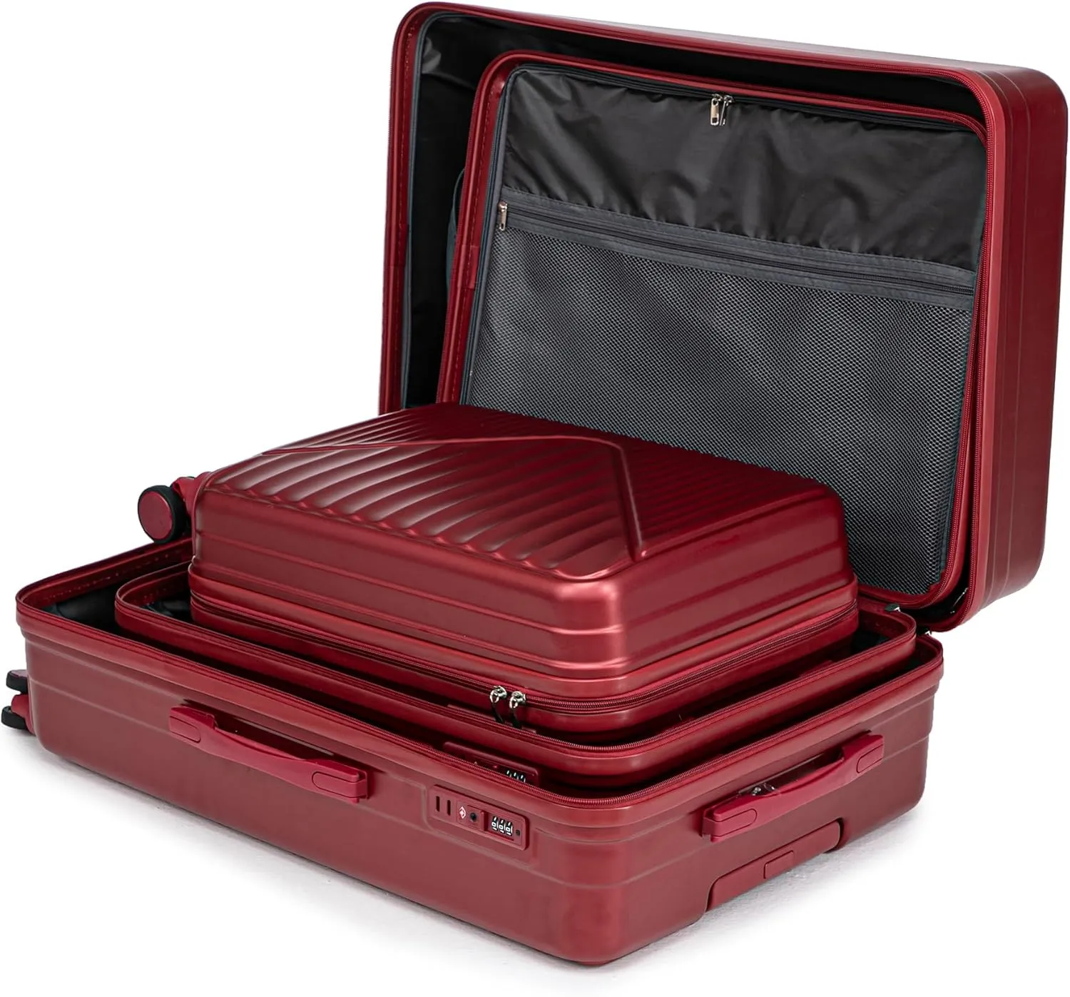 (20/24/28 Inch Hardshell Luggage Set of 3 with ABS Spinner Wheel, Carry On Expandable Lightweight Hardside Travel Suitcase with TSA Combination Lock, Hard Case, Red