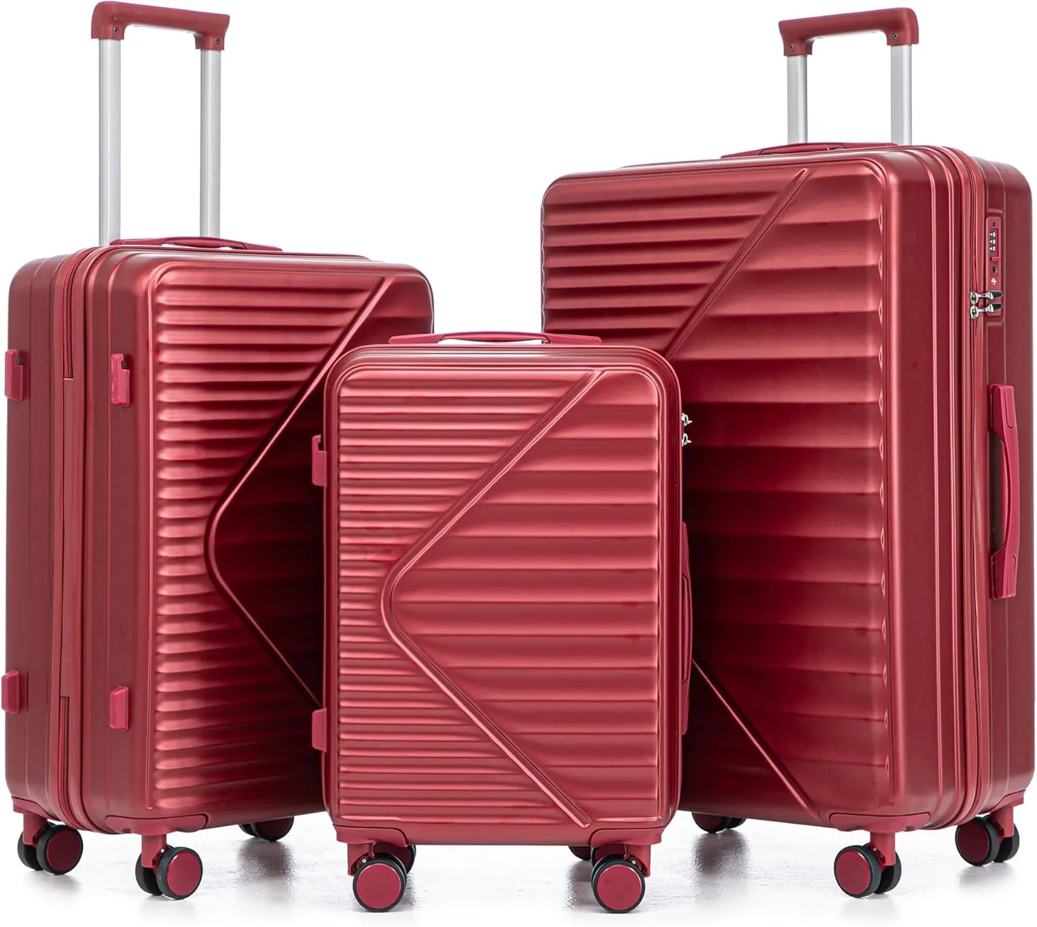 (20/24/28 Inch Hardshell Luggage Set of 3 with ABS Spinner Wheel, Carry On Expandable Lightweight Hardside Travel Suitcase with TSA Combination Lock, Hard Case, Red