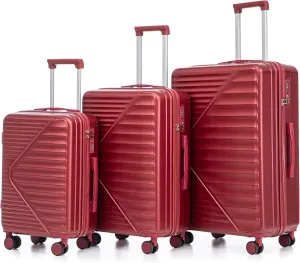 (20/24/28 Inch Hardshell Luggage Set of 3 with ABS Spinner Wheel, Carry On Expandable Lightweight Hardside Travel Suitcase with TSA Combination Lock, Hard Case, Red