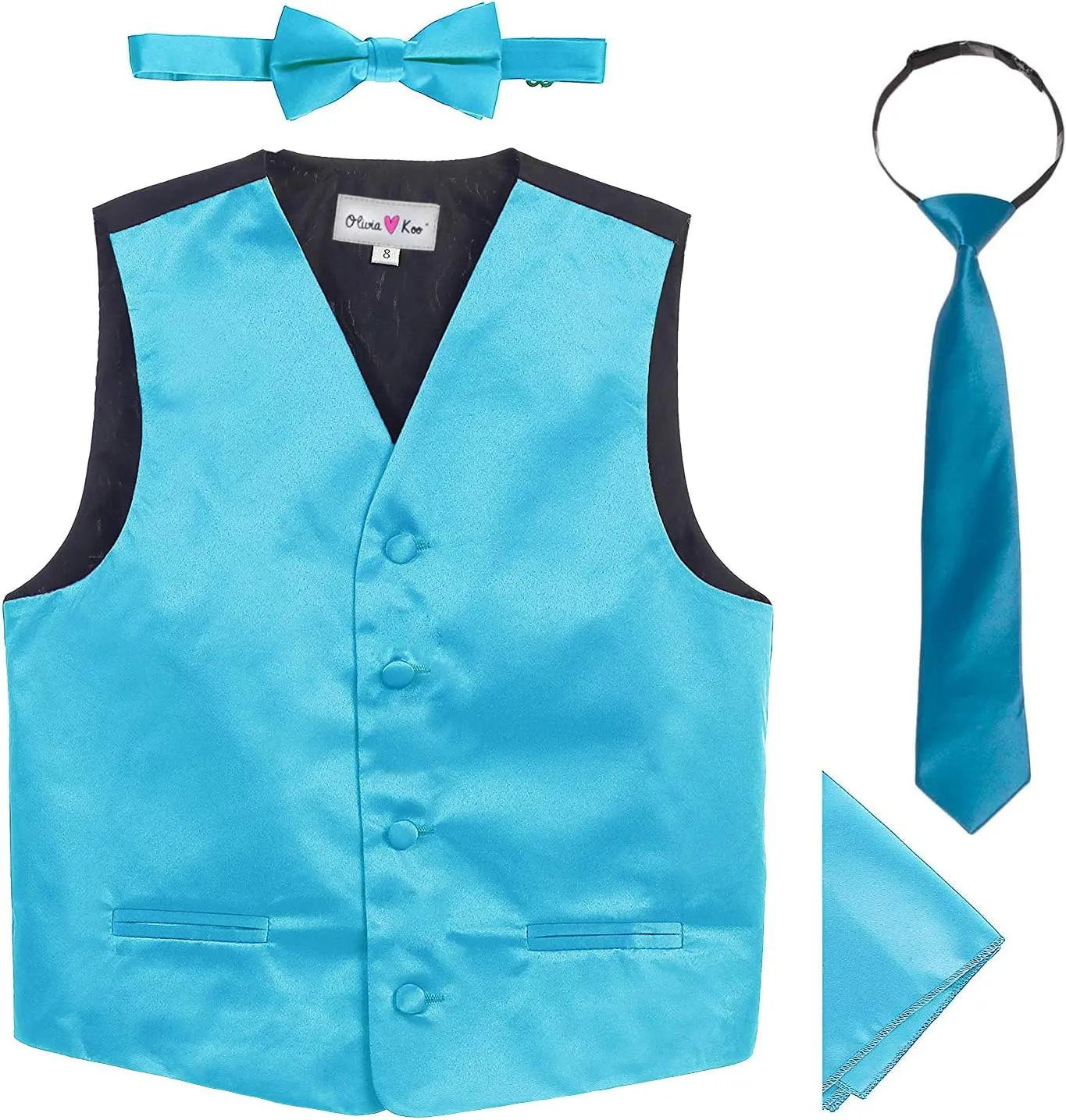 4 Piece Baby and Big Boys' Formal Suit Vest Set with Bowtie and Tie (Size 3T to 16)