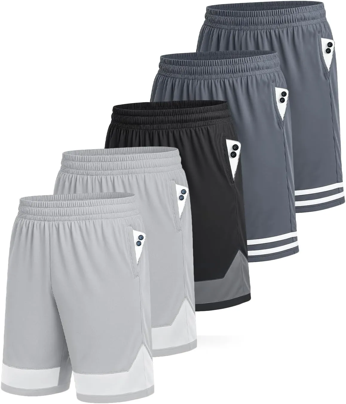 5 Pack Men's Athletic Shorts5PC Basketball Shorts with PocketsCasual Summer Shorts for Men