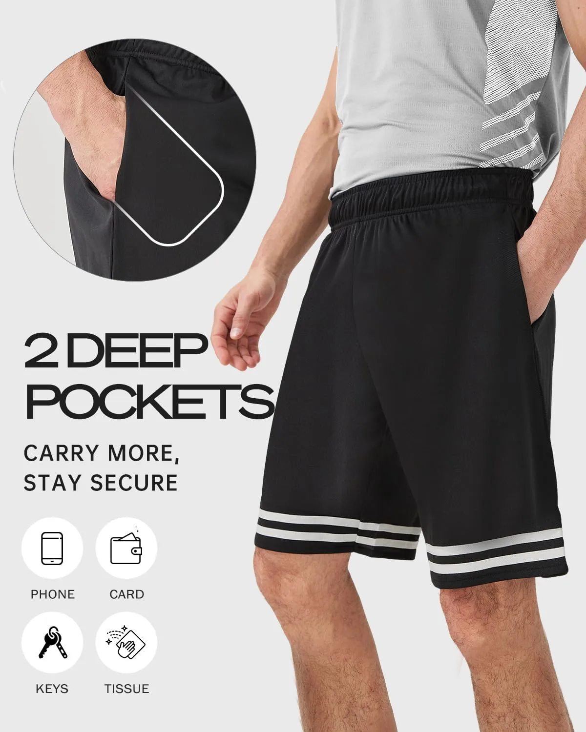 5 Pack Men's Athletic Shorts5PC Basketball Shorts with PocketsCasual Summer Shorts for Men