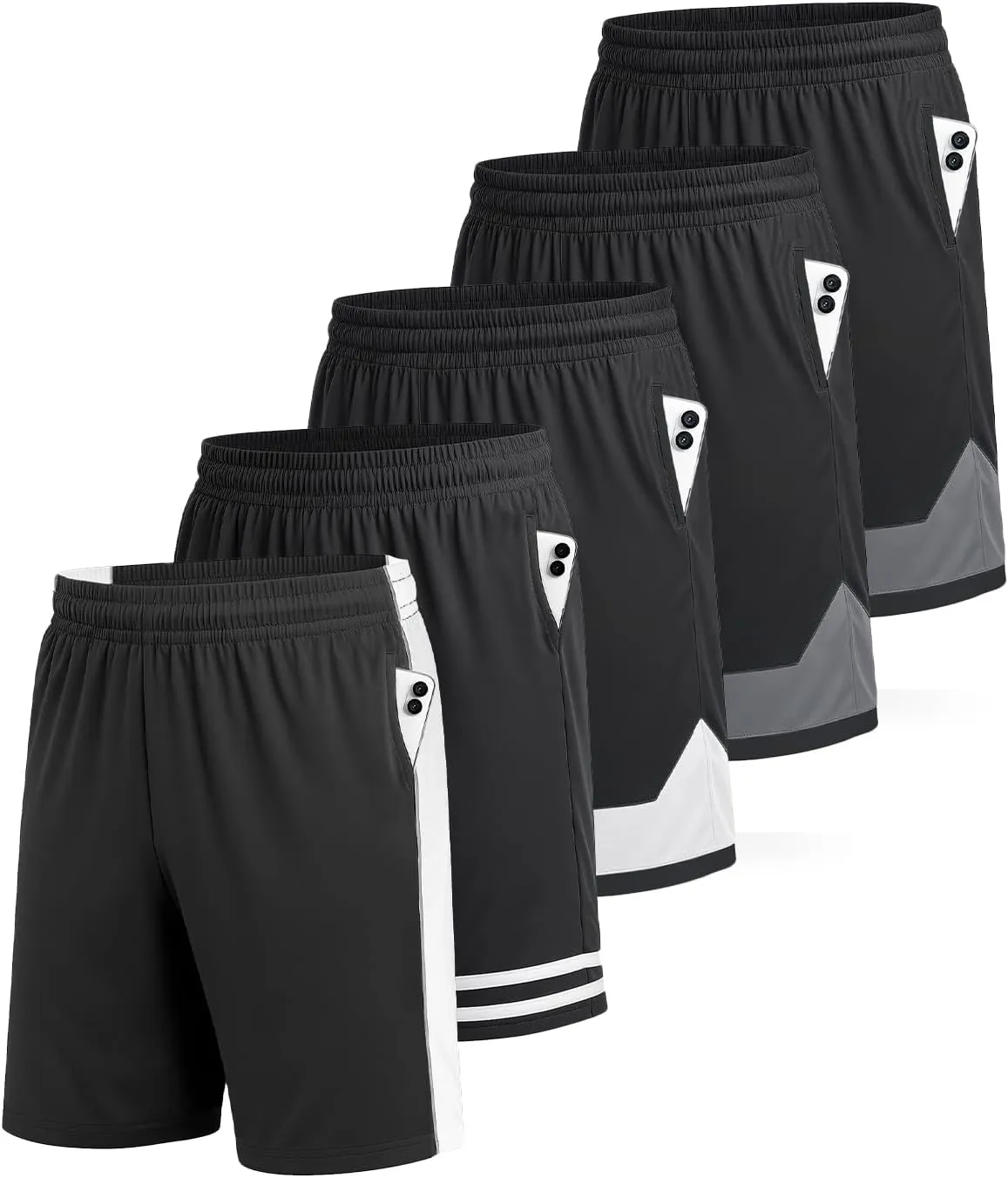 5 Pack Men's Athletic Shorts5PC Basketball Shorts with PocketsCasual Summer Shorts for Men
