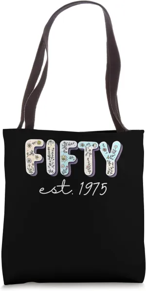 50 Years Old Vintage 1975 50th Birthday Tee Wildflower Women Tote Bag