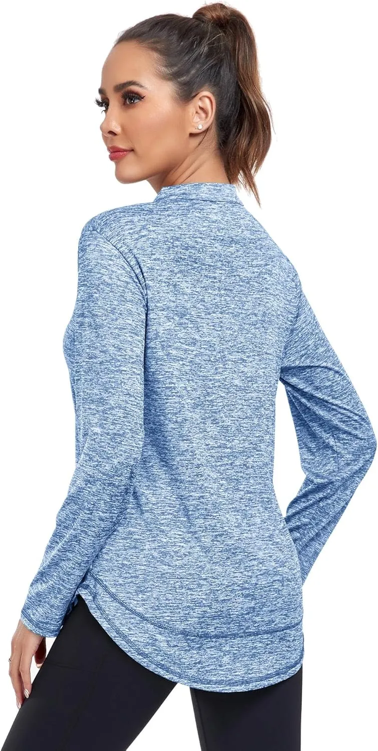 Absttith Women's Long Sleeve Workout Shirts Running Yoga Tops Athletic V Neck Sport Tee Side Split