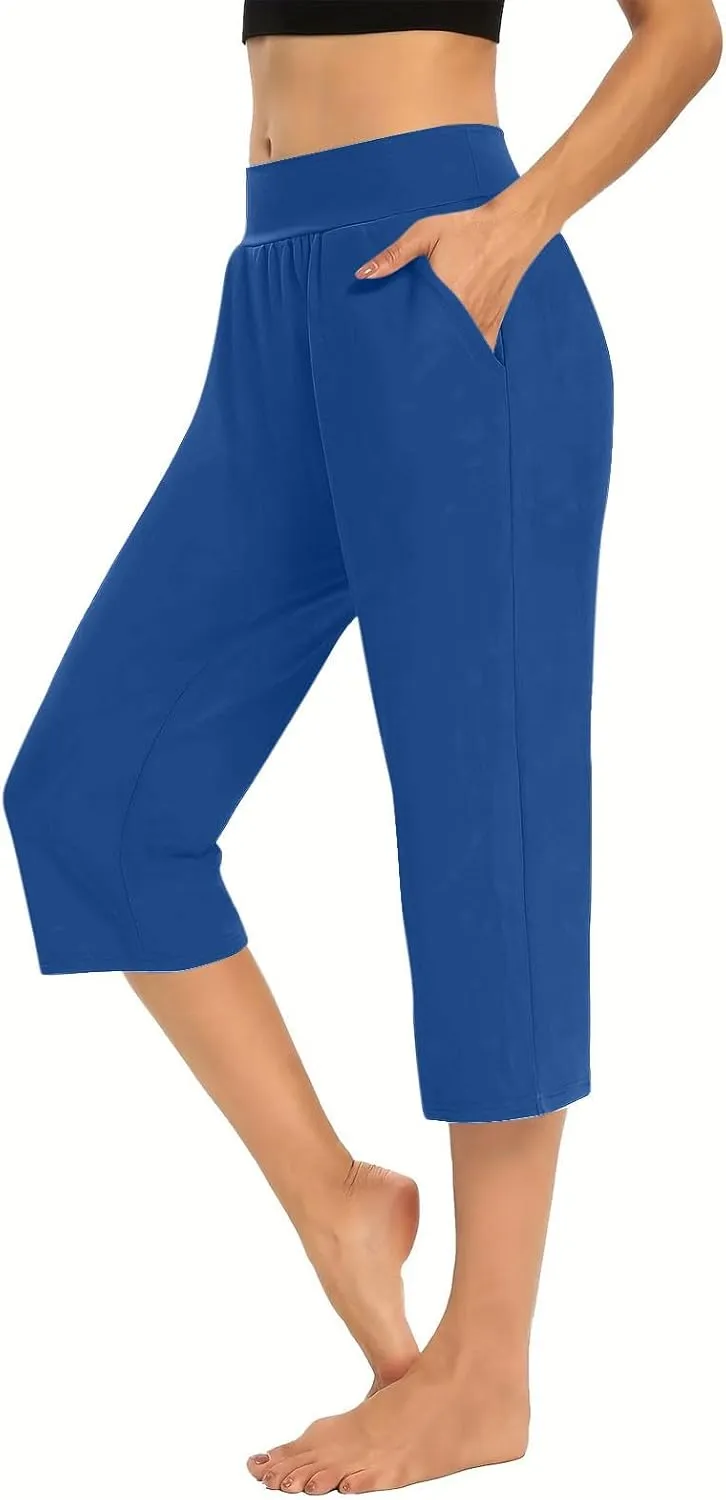 Active Capri Pants for Women Joggers Stretch Lightweight Womens Casual Pant Capri with Drawstring