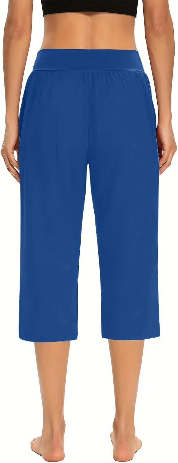 Active Capri Pants for Women Joggers Stretch Lightweight Womens Casual Pant Capri with Drawstring