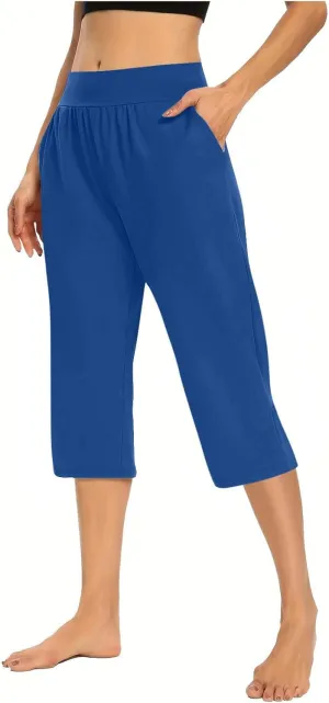 Active Capri Pants for Women Joggers Stretch Lightweight Womens Casual Pant Capri with Drawstring
