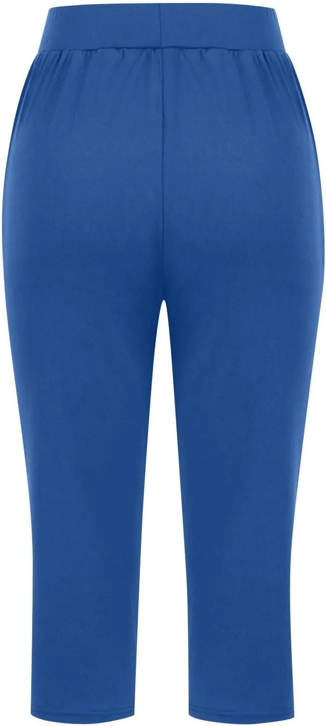 Active Capri Pants for Women Joggers Stretch Lightweight Womens Casual Pant Capri with Drawstring