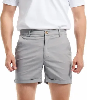 AIMPACT Mens Chino Shorts Slim-fit 5.5" Flat Front Stretch Casual Short Shorts