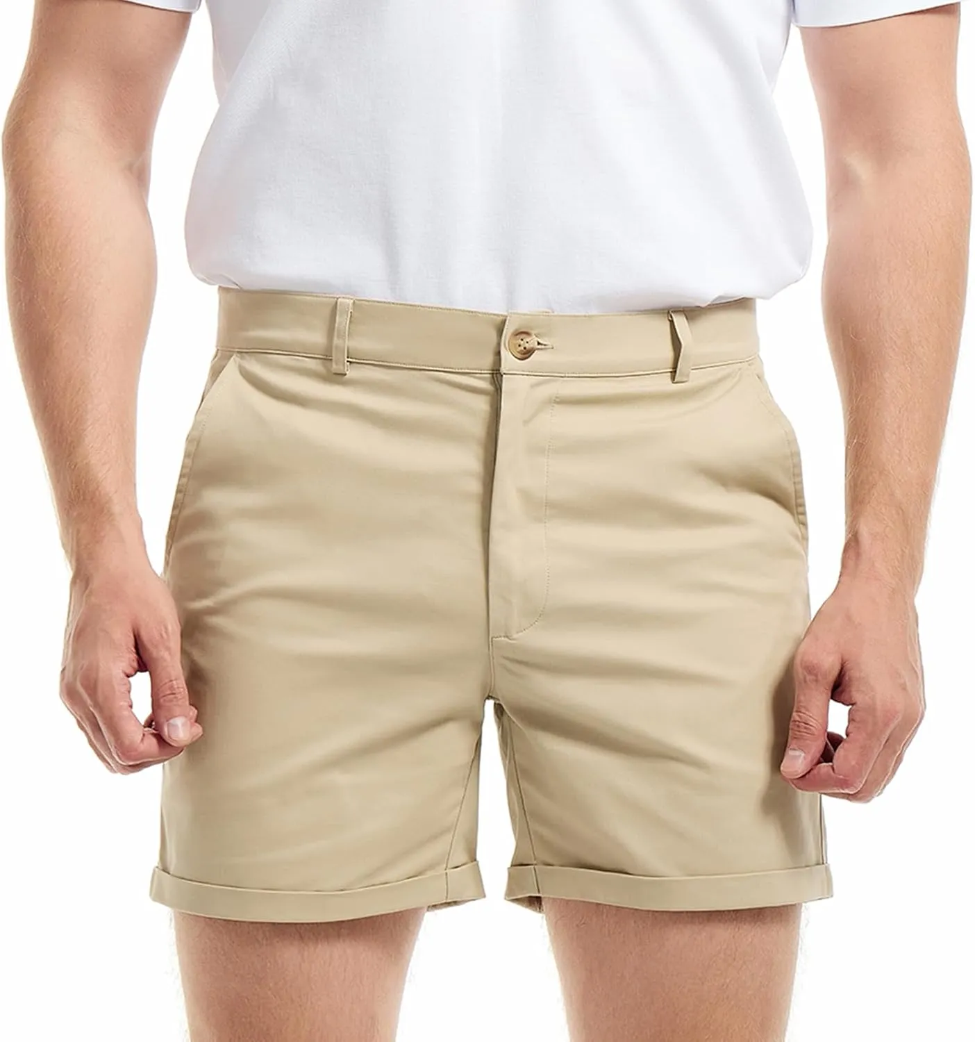 AIMPACT Mens Chino Shorts Slim-fit 5.5" Flat Front Stretch Casual Short Shorts
