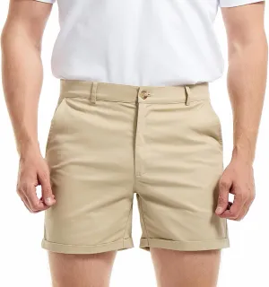 AIMPACT Mens Chino Shorts Slim-fit 5.5" Flat Front Stretch Casual Short Shorts