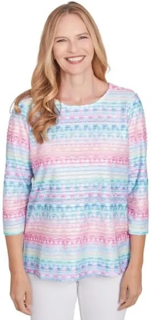 Alfred Dunner Classic Geo Biadre Polyester Top