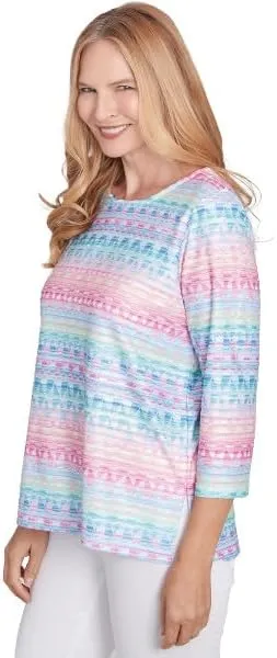 Alfred Dunner Classic Geo Biadre Polyester Top