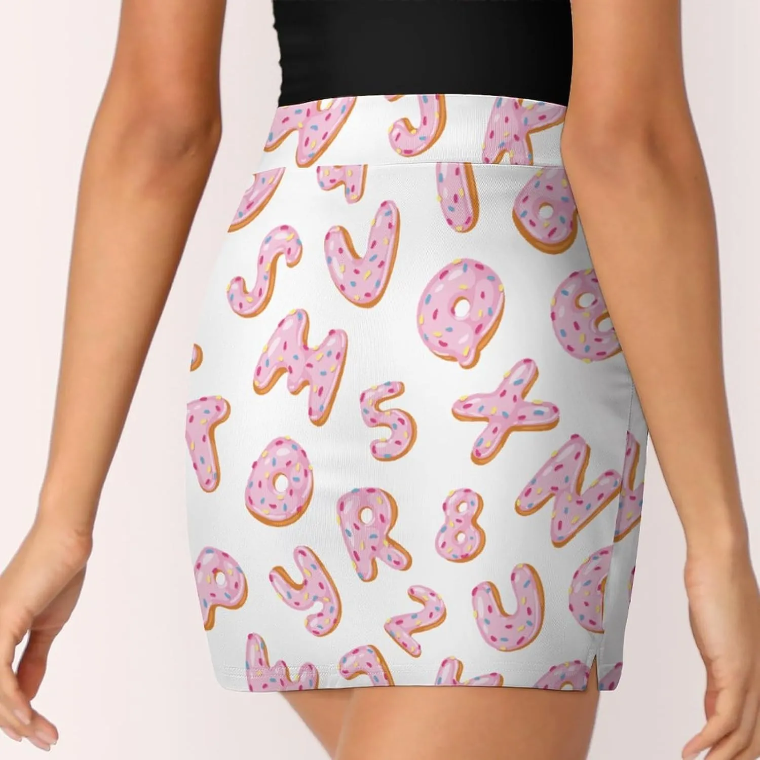 Alphabetical Doughnuts with Glazed Women's Mini Tennis Skirt with Shorts Underneath Athletic Workout Cute Skorts