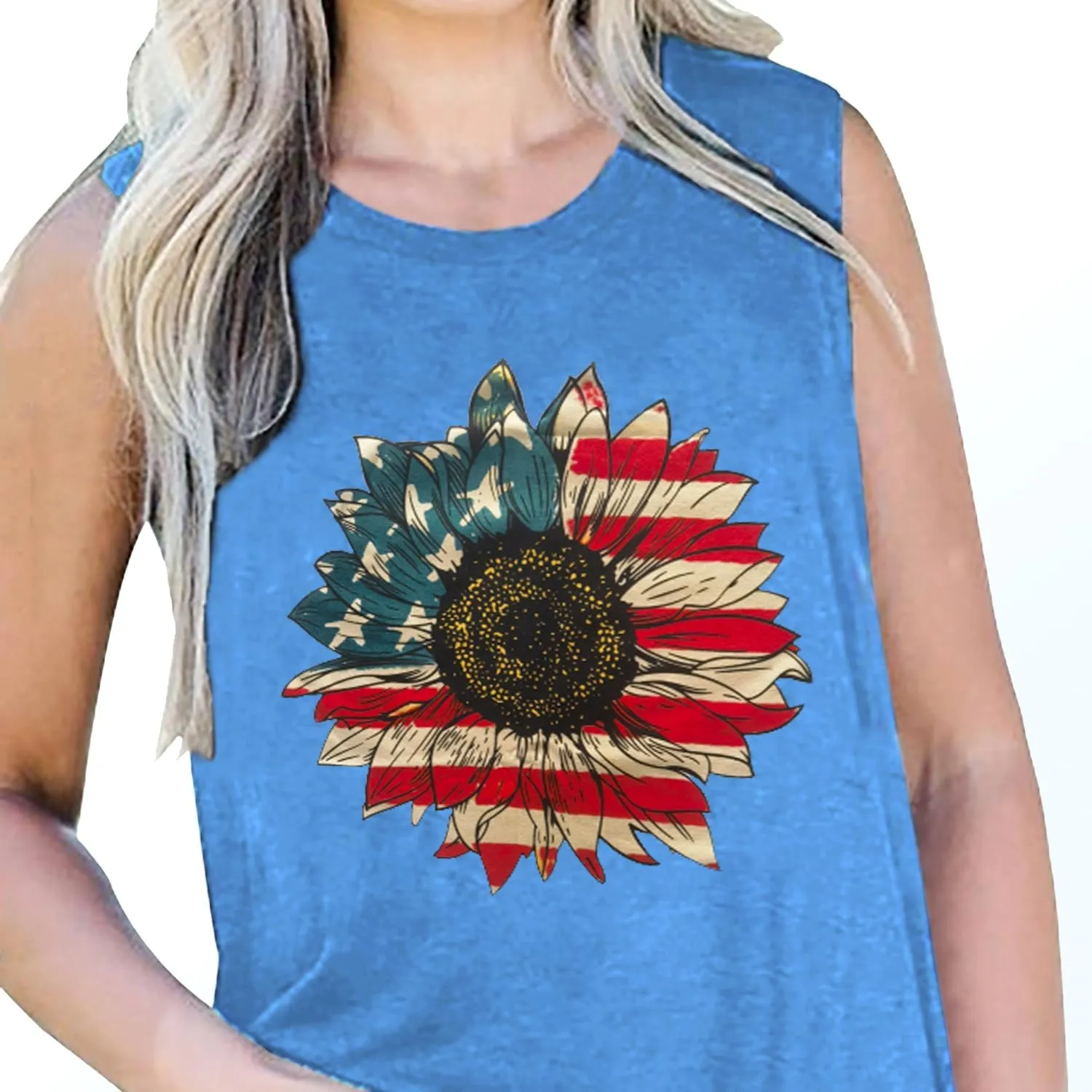 American Flag Tank Tops Women 4th of July Patriotic Shirt USA Flag Stars Stripes Tee