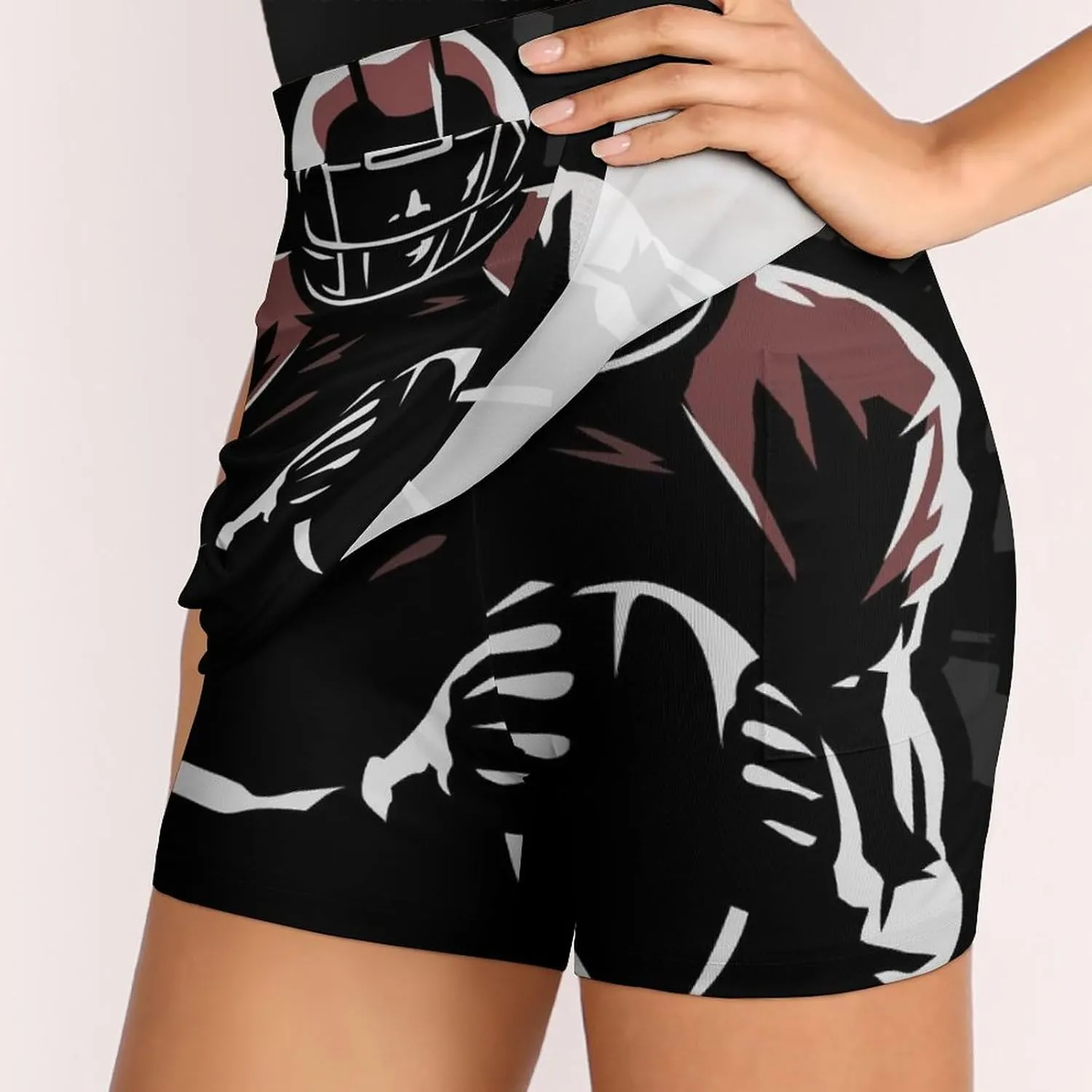 American Football Player Women's Mini Tennis Skirt with Shorts Underneath Athletic Workout Cute Skorts