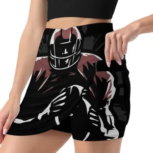 American Football Player Women's Mini Tennis Skirt with Shorts Underneath Athletic Workout Cute Skorts