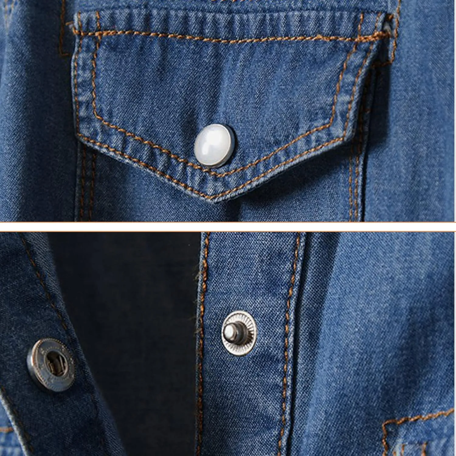 American Trends Women's Denim Shirt 3/4 Sleeve Tie Front Top Knot Chambray Cardigan Button Shirt Jean Crop Top Jacket