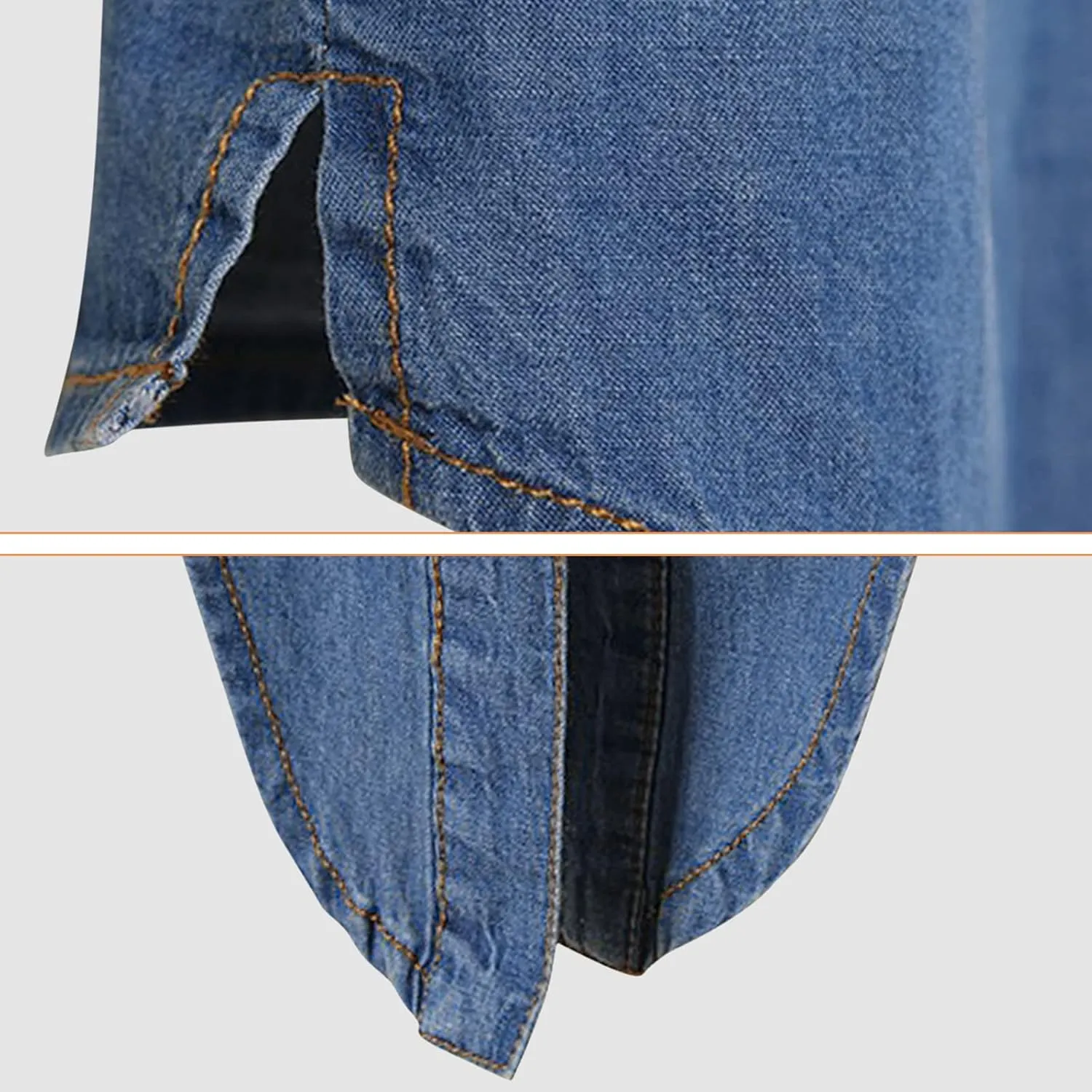 American Trends Women's Denim Shirt 3/4 Sleeve Tie Front Top Knot Chambray Cardigan Button Shirt Jean Crop Top Jacket