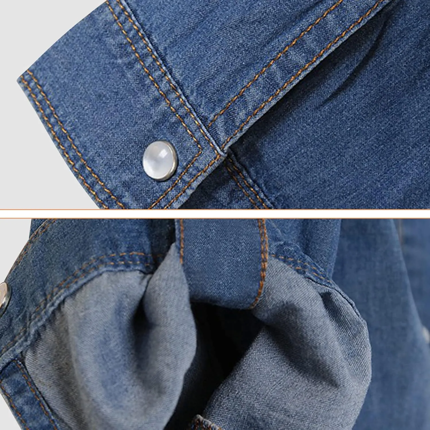 American Trends Women's Denim Shirt 3/4 Sleeve Tie Front Top Knot Chambray Cardigan Button Shirt Jean Crop Top Jacket