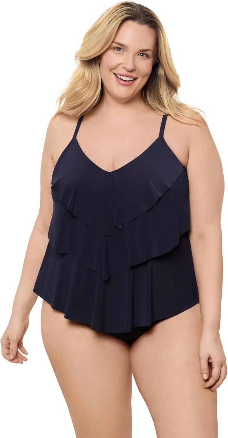 Aqua Green Women's Triple Tier Tankini Top