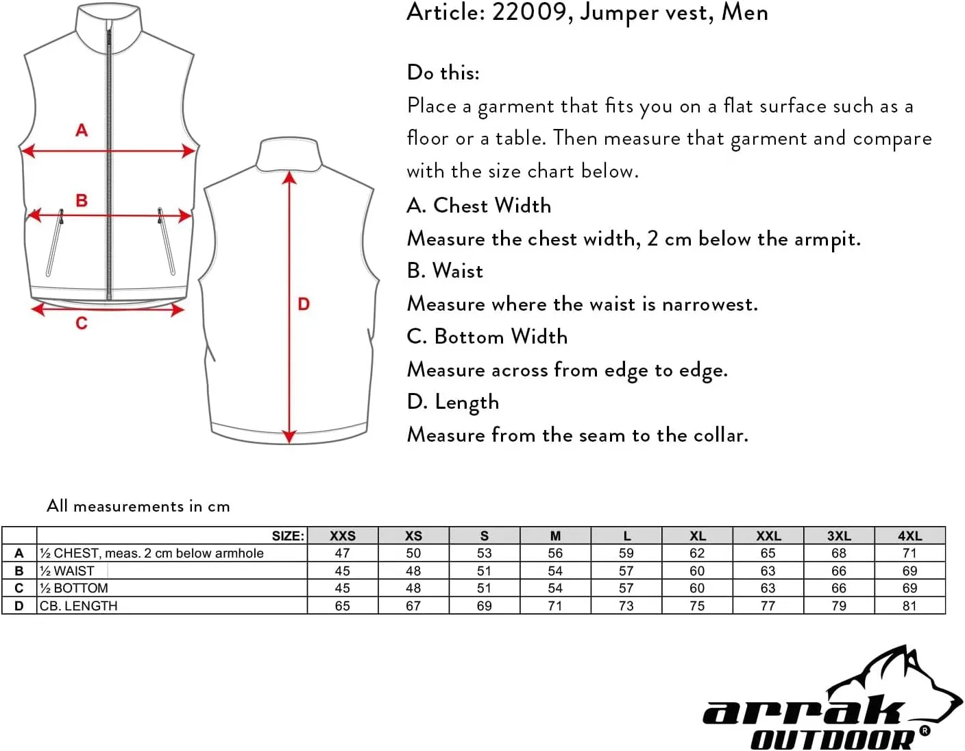 ARRAK OUTDOOR Light-Weight Jumper Unisex, Wind-Repellent, Versatile Vest For Men & Women, Hiking, Dog Handler Training Vest