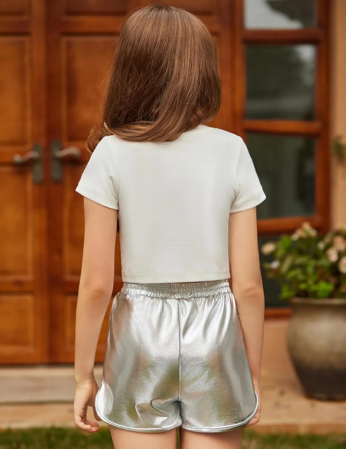 Arshiner Girls Metallic Shorts Summer Sparkly Shiny Hot Dance Athletic Pants Shorts