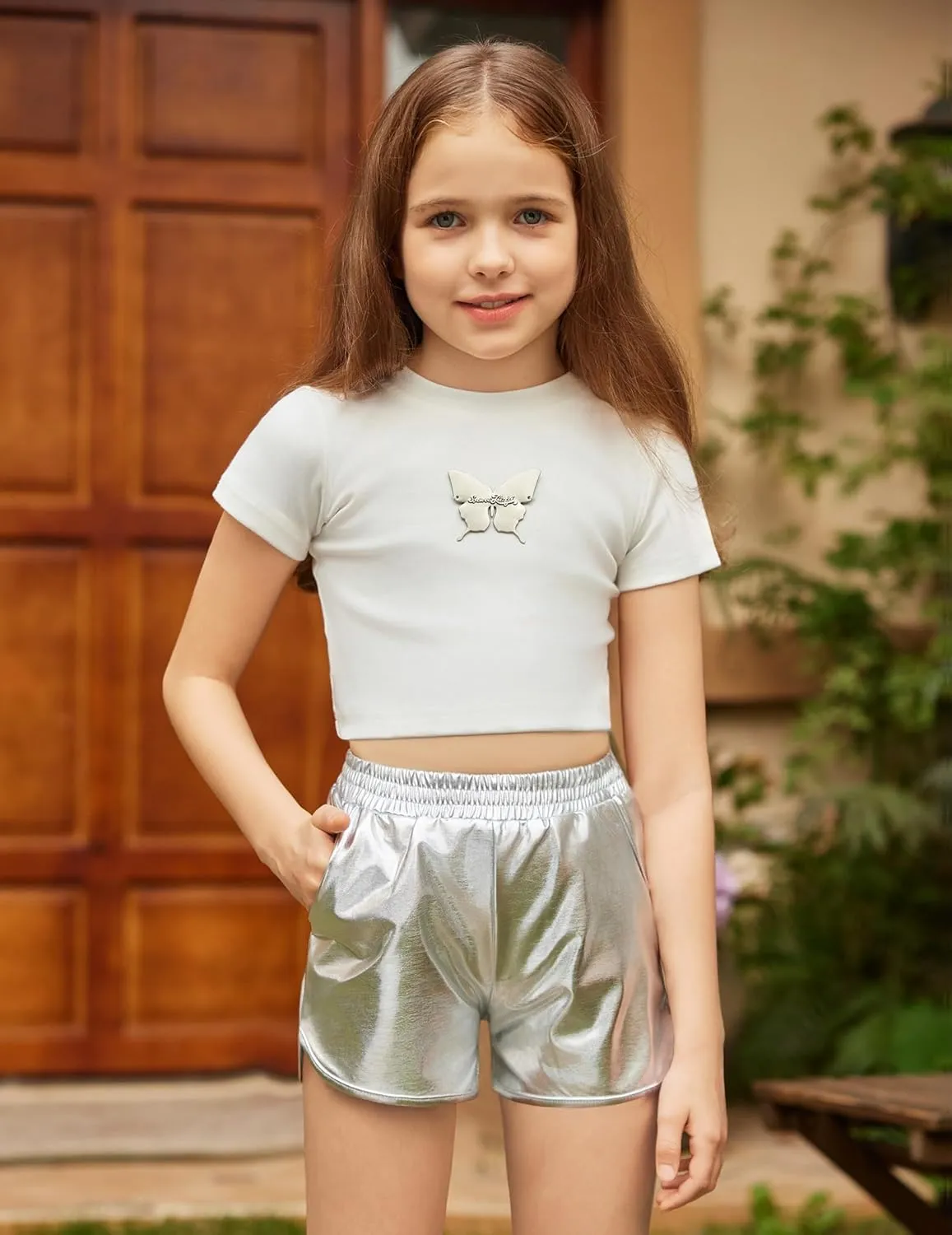 Arshiner Girls Metallic Shorts Summer Sparkly Shiny Hot Dance Athletic Pants Shorts