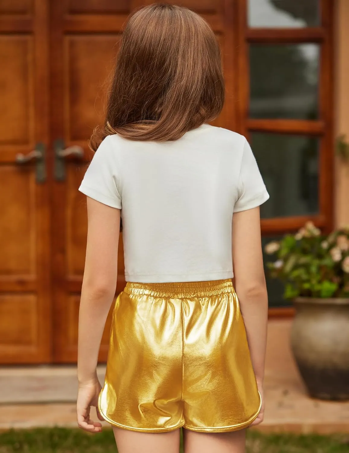 Arshiner Girls Metallic Shorts Summer Sparkly Shiny Hot Dance Athletic Pants Shorts