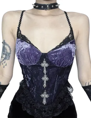 AUBIG Gothic Tank Top Crop Top Women Punk Camisole Sleeveless Shirt Lace Alt Emo Girl Blouse Streetwear Workout T-Shirt