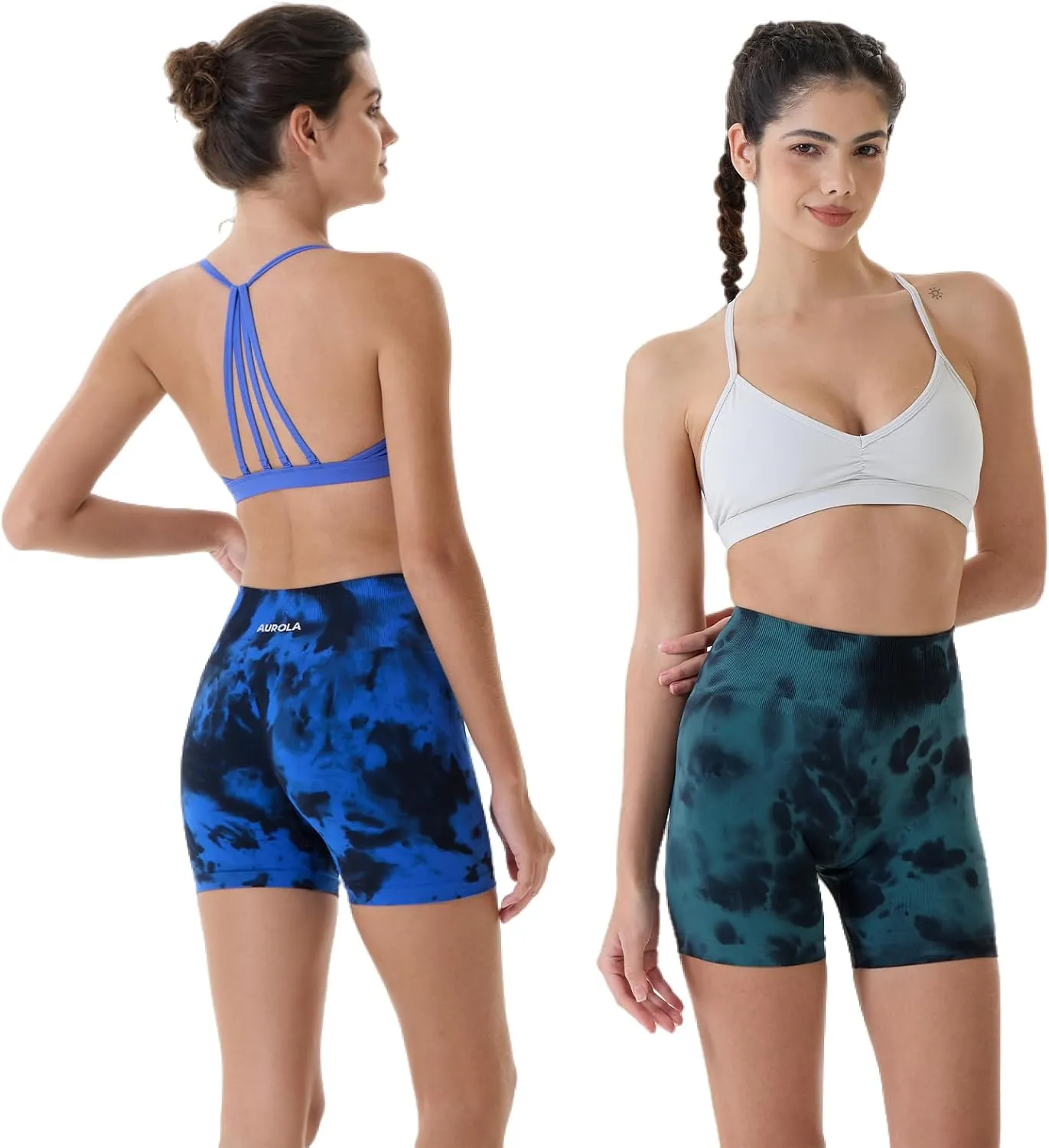 AUROLA Dream Tie Dye Workout Shorts for Women Seamless Scrunch Soft Active Shorts