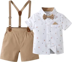 Baby Boys Shorts Sets, Infant Shirt Shorts  Tie Suspenders,Toddler Gentleman Outfits Suits