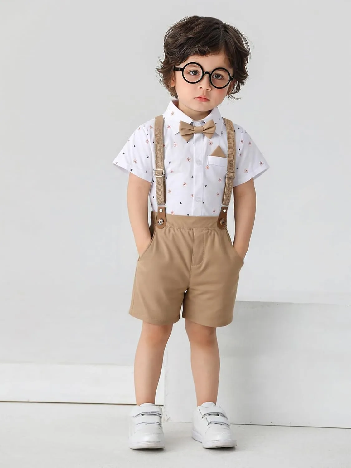 Baby Boys Shorts Sets, Infant Shirt Shorts  Tie Suspenders,Toddler Gentleman Outfits Suits