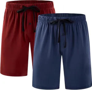 BAMBOO COOL Mens Pajama Shorts Soft Sleep Shorts Comfy Lounge Pajama Bottoms with Pockets