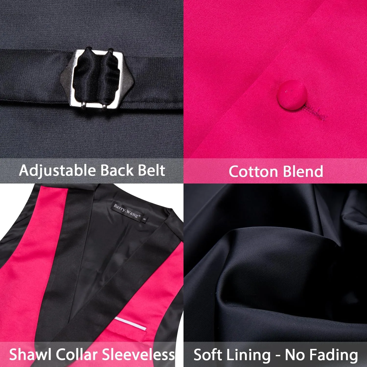 Barry.Wang Mens Formal Suit Vest Casual Business Waistcoat Tie Bowtie Set Shawl Collar Slim Fit Vest Wedding Party