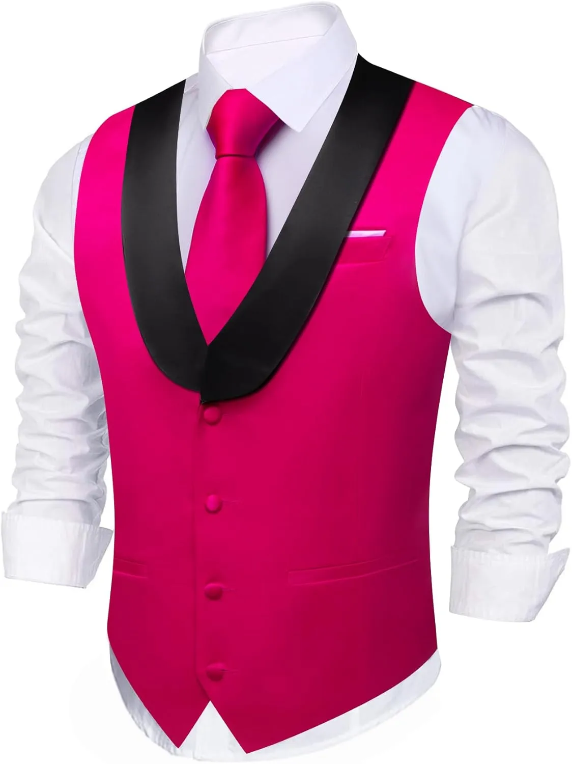 Barry.Wang Mens Formal Suit Vest Casual Business Waistcoat Tie Bowtie Set Shawl Collar Slim Fit Vest Wedding Party