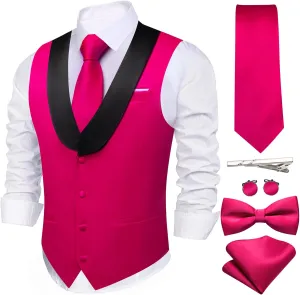 Barry.Wang Mens Formal Suit Vest Casual Business Waistcoat Tie Bowtie Set Shawl Collar Slim Fit Vest Wedding Party