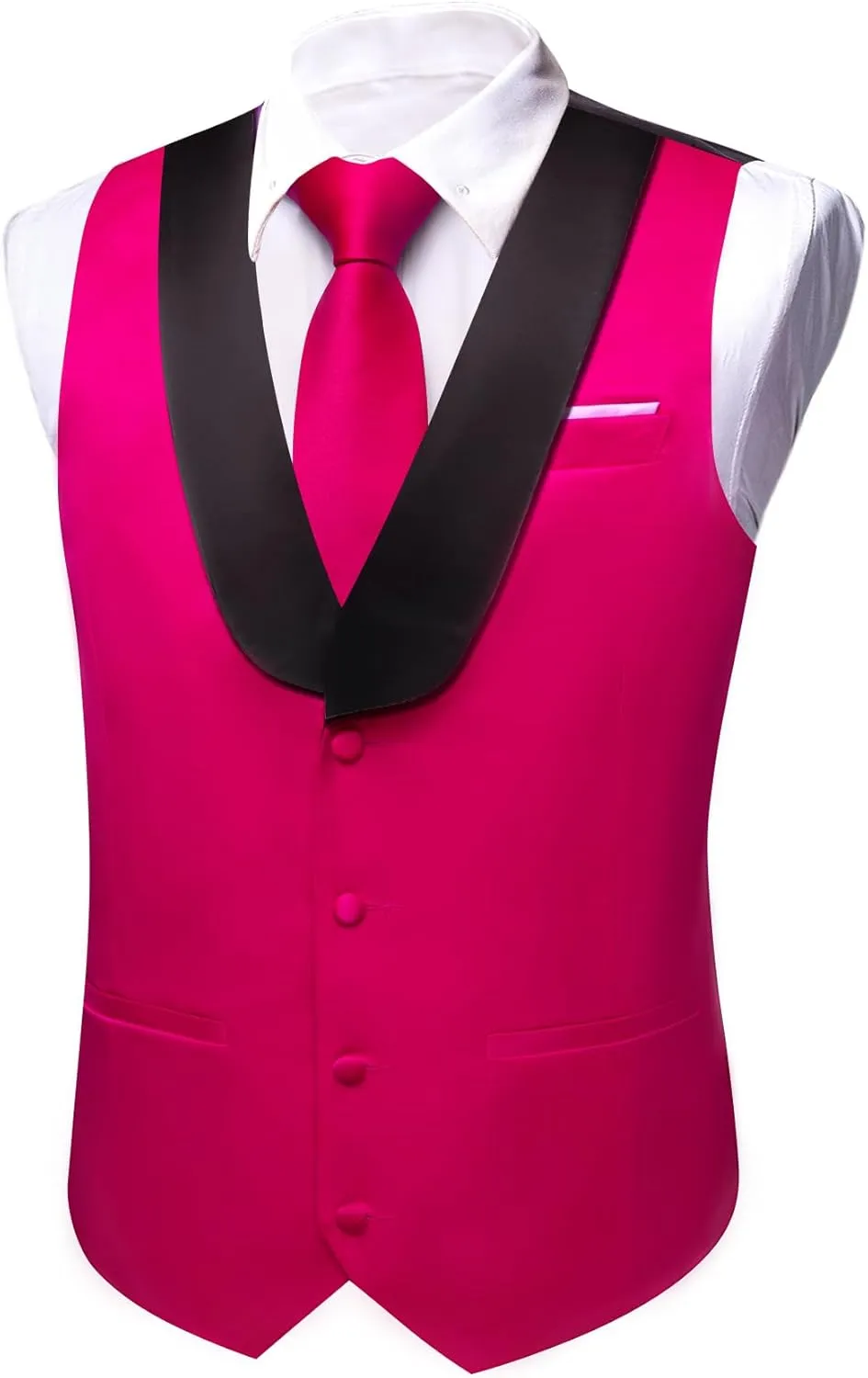 Barry.Wang Mens Formal Suit Vest Casual Business Waistcoat Tie Bowtie Set Shawl Collar Slim Fit Vest Wedding Party