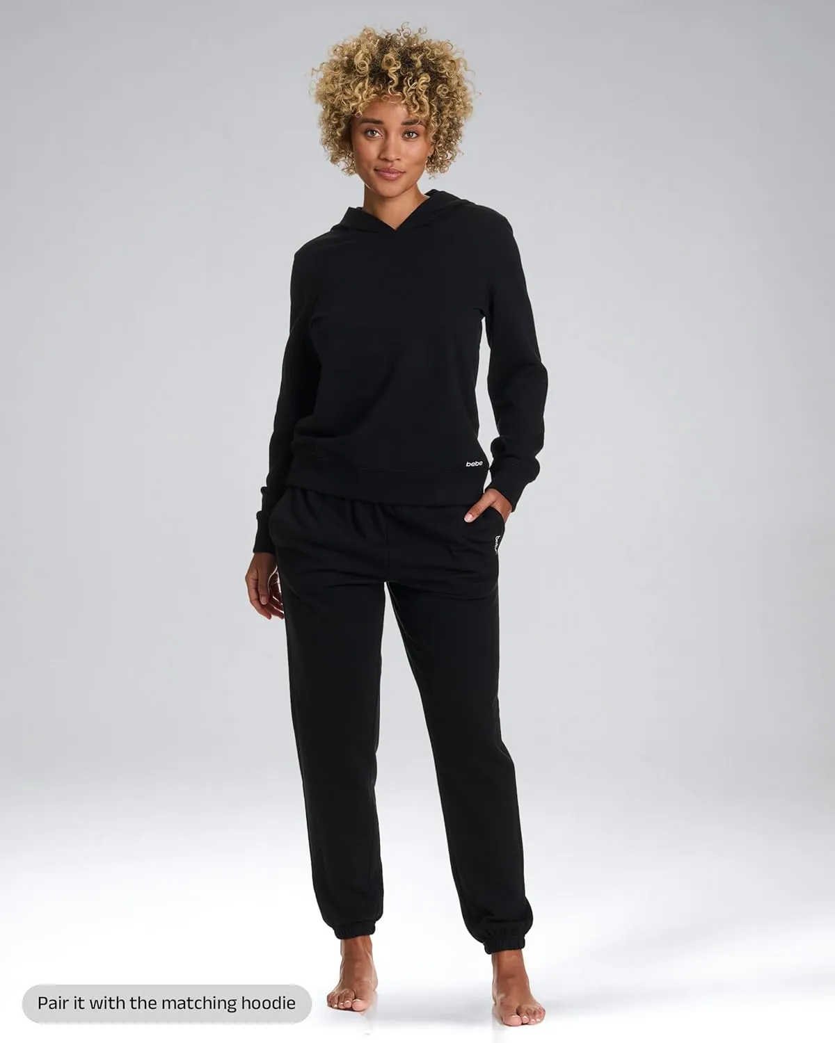bebe Jogger or Wide Leg Sweatpants for Women, French Terry Baggy Sweatpants with Pockets, Womens Sweats