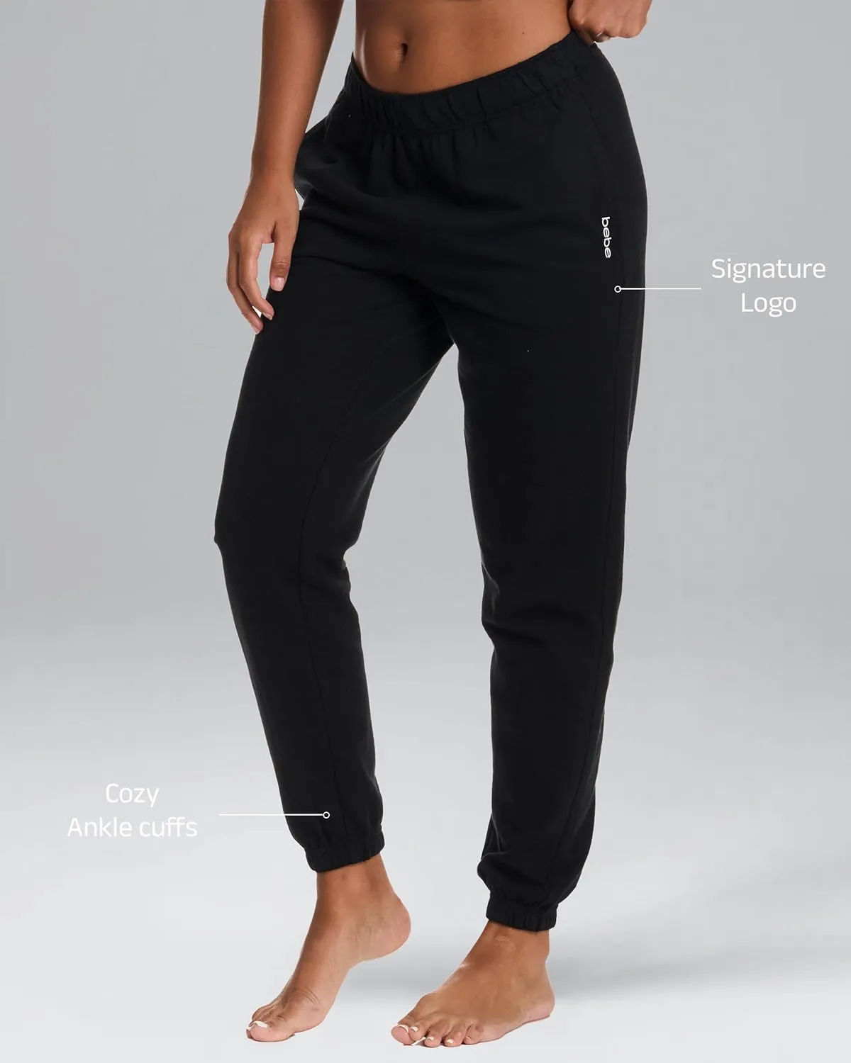 bebe Jogger or Wide Leg Sweatpants for Women, French Terry Baggy Sweatpants with Pockets, Womens Sweats
