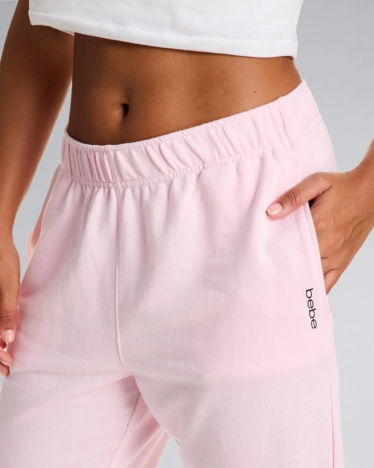 bebe Jogger or Wide Leg Sweatpants for Women, French Terry Baggy Sweatpants with Pockets, Womens Sweats