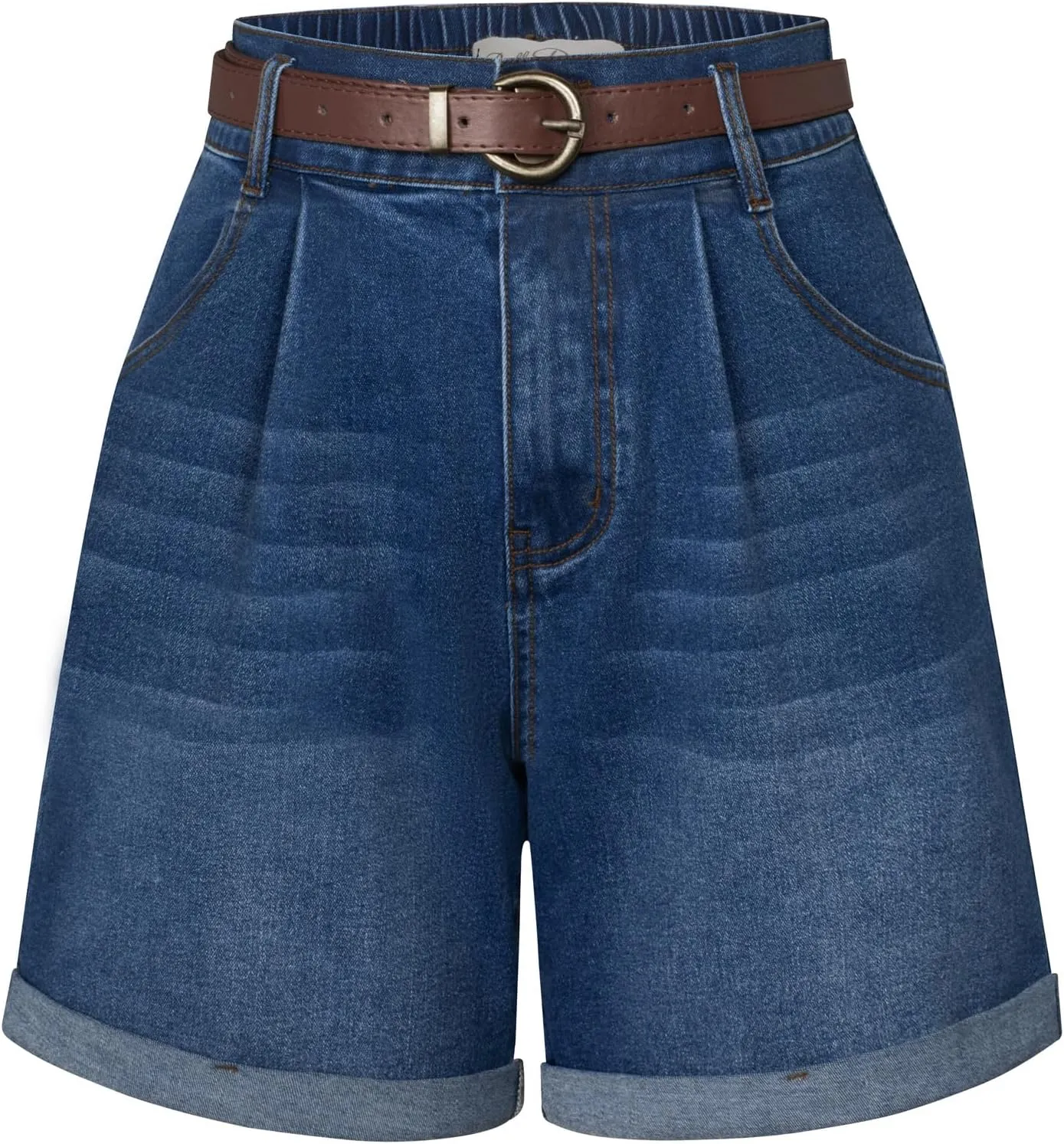 Belle Poque Women Demin Shorts High Waisted Wide Leg Jean Shorts with Pockets