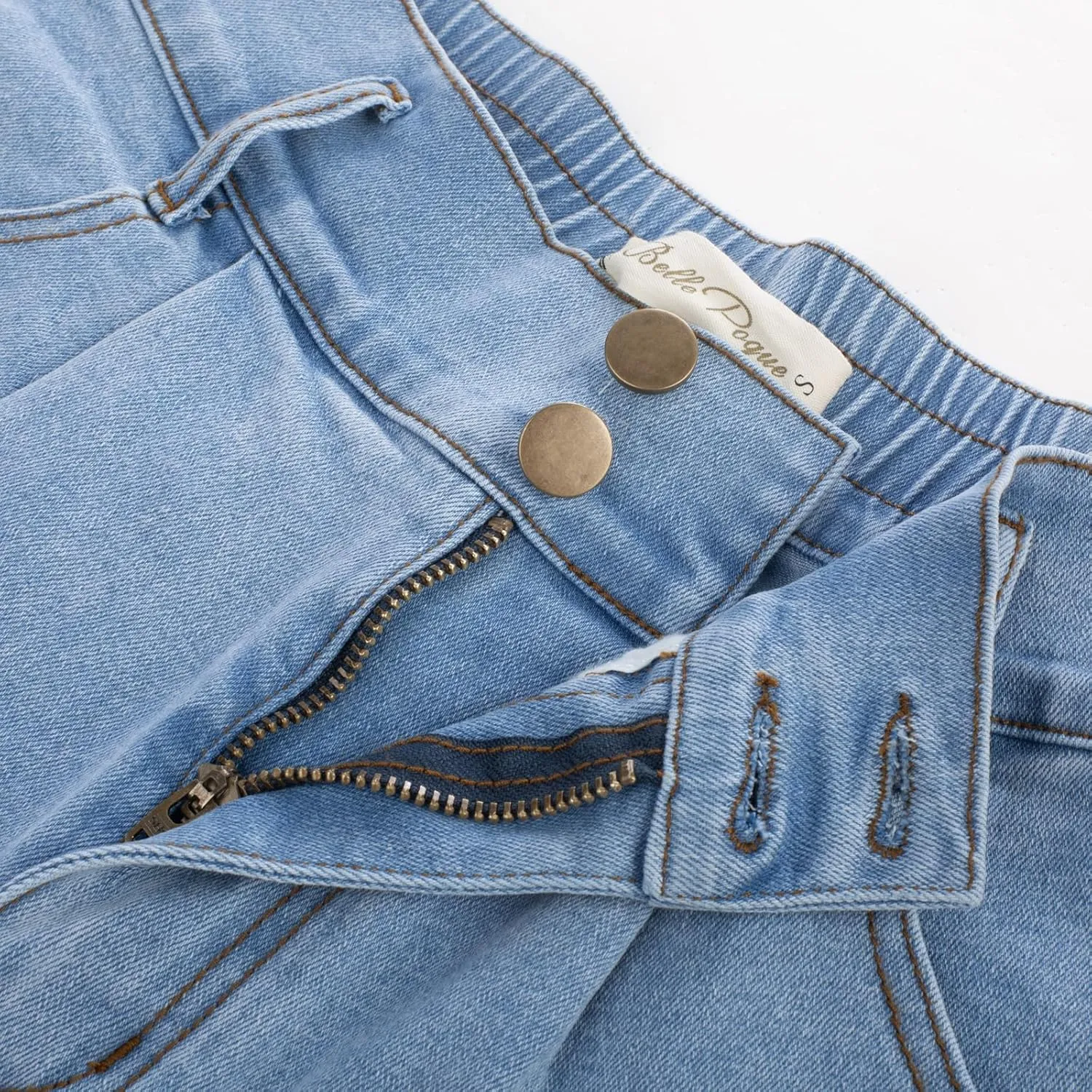 Belle Poque Women Demin Shorts High Waisted Wide Leg Jean Shorts with Pockets