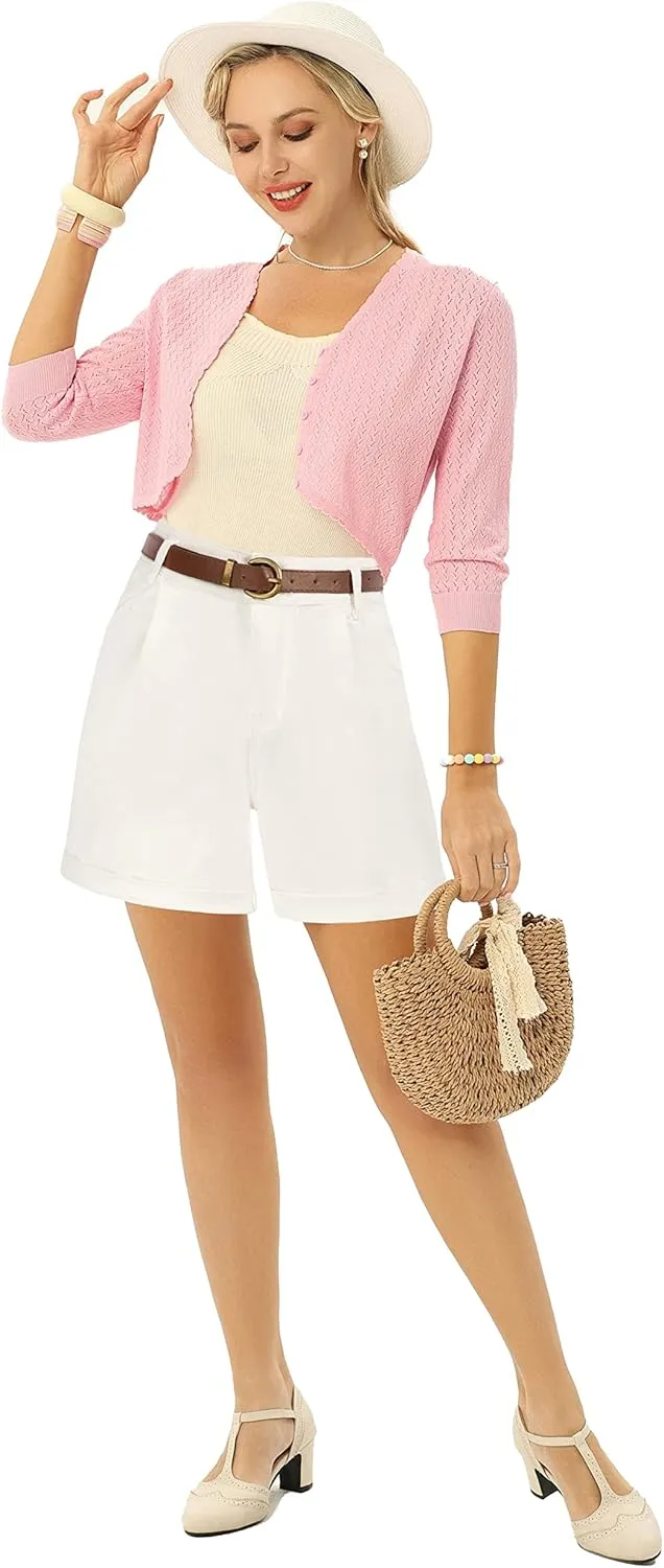 Belle Poque Women Demin Shorts High Waisted Wide Leg Jean Shorts with Pockets