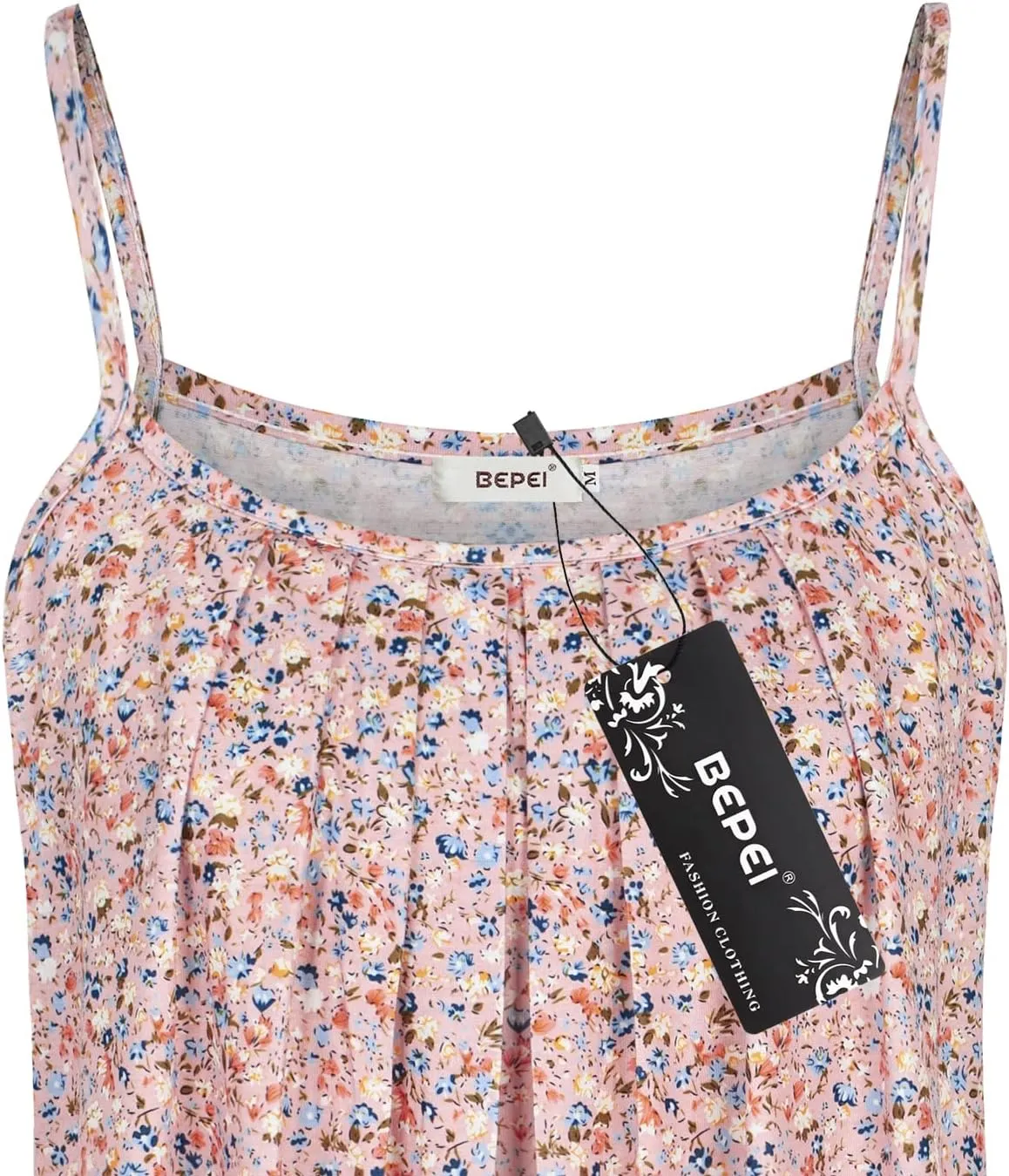BEPEI Women Loose Casual Summer Pleated Flowy Sleeveless Camisole Tank Tops